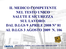 Il medico competente nel testo unico dall`81-08 al 106 - 09