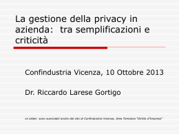 La gestione della privacy in azienda