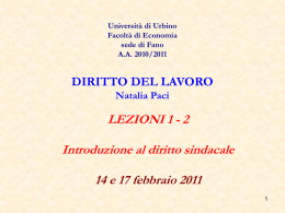 Diritto sindacale - Università di Urbino