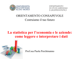 Prof.ssa Paola Perchinunno Seminario in “La statistica per l`Economia