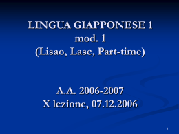 LINGUA GIAPPONESE 1 mod. 1 (Lisao, Lasc, Part
