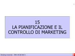 La pianificazione e il controllo di marketing