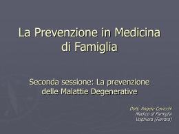 La Prevenzione delle malattie degenerative