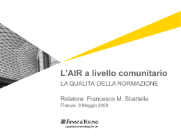 L`AIR a livello comunitario - Consiglio Regionale della Toscana