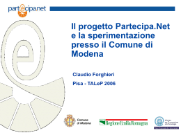Il progetto Partecipa.Net e la sperimentazione nel Comune di Modena