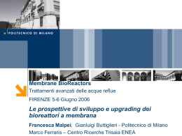 Le prospettive di sviluppo e upgrading dei bioreattori a membrana