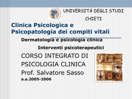 Trattamenti psicoterapeutici - Università degli Studi "G. d`Annunzio"