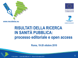 Risutati della ricerca in sanita pubblica: processo editoriale e open