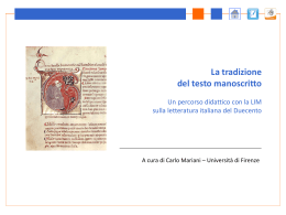 La tradizione del testo manoscritto