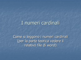 I numeri cardinali - Associazione Alfa