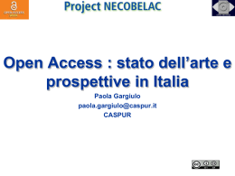 "Open Access: stato dell`arte e prospettive in Italia" per