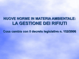 L`EVOLUZIONE NORMATIVA ITALIANA SUI RIFIUTI