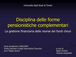 Le forme pensionistiche complementari