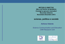 Scienza, politica e societ&agrave;