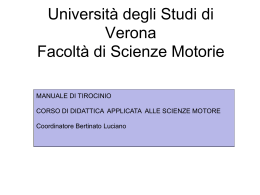 Universit&agrave; degli Studi di Verona Facolt&agrave; di Scienze Motorie
