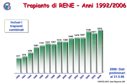 Trapianti Renali al 2006 - Fondazione Italiana del Rene