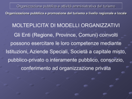 Organizzazione pubblica e attivit&agrave; amministrativa del turismo