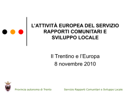 servizio rapporti comunitari e sviluppo locale