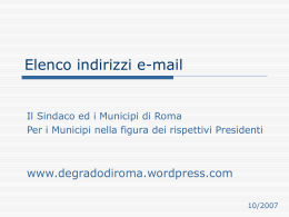 Elenco indirizzi e-mail Municipi di Roma