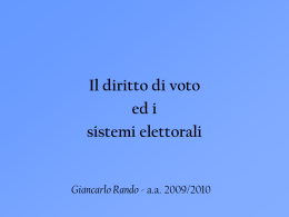 Sistemi elettorali Sistema elettorale