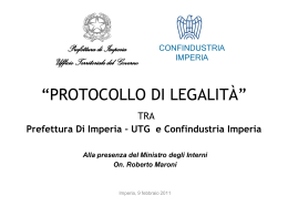 &ldquo;PROTOCOLLO DI LEGALIT&Agrave;&rdquo; TRA Prefettura Di Imperia &ndash; UTG e