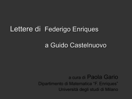 Lettere di Federigo Enriques a Guido Castelnuovo
