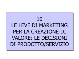 le decisioni di prodotto/servizio