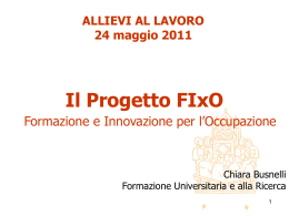 Il Progetto FIxO - Scuola Superiore Sant`Anna