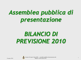 Presentazione del bilancio 2010 nell`assemblea pubblica