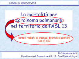 La mortalit&agrave; per carcinoma polmonare