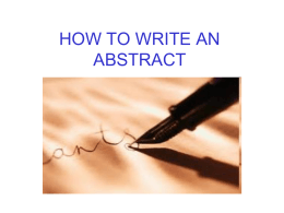 HOW TO WRITE AN ABSTRACT