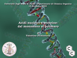 Acidi nucleici e proteine: dal monomero al polimero