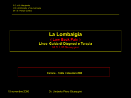 La Lombalgia ( Low Back Pain ) Percorsi