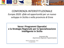 Verso i Programmi Operativi e la strategia regionale per