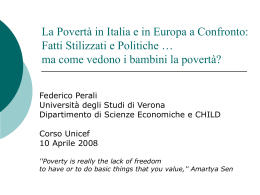 La Povert&agrave; in Italia e in Europa a confronto: Fatti Stilizzati e Rimedi