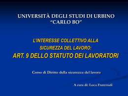 Art. 9 Stat. Lav. (2) - Università di Urbino