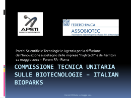 Tavolo di Co-ordinamento dei parchi scientifici biotech