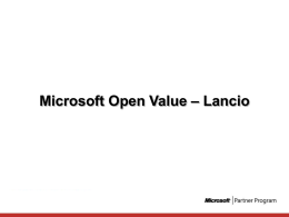 Microsoft Open Value – Lancio