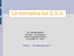 Conferenza dott. Novelli: Normativa sui DSA