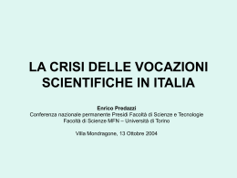 la crisi delle vocazioni scientifiche in italia