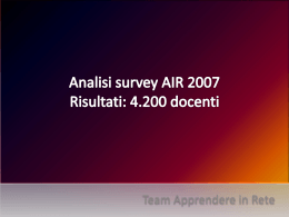 Analisi survey AIR 2007 Primi risultati: 1958 docenti