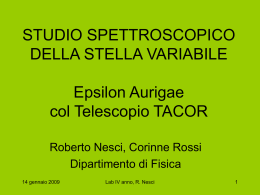STUDIO SPETTROSCOPICO DELLA STELLA VARIABILE Epsilon