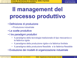 Il management del processo produttivo