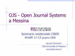 Open Journal Systems. Alcuni esempi – Università di Messina