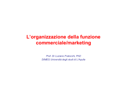 L`organizzazione della funzione commerciale/marketing Prof. Dr