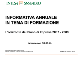 L`orizzonte del Piano di Impresa 2007