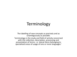 Terminology - Università degli Studi di Roma Tor Vergata