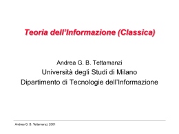 Teoria dell`Informazione (Classica)