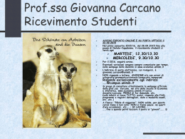 Ricevimento studenti prof.ssa Carcano - primo semestre