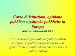 Corso di integrazione europea e politiche pubbliche anno